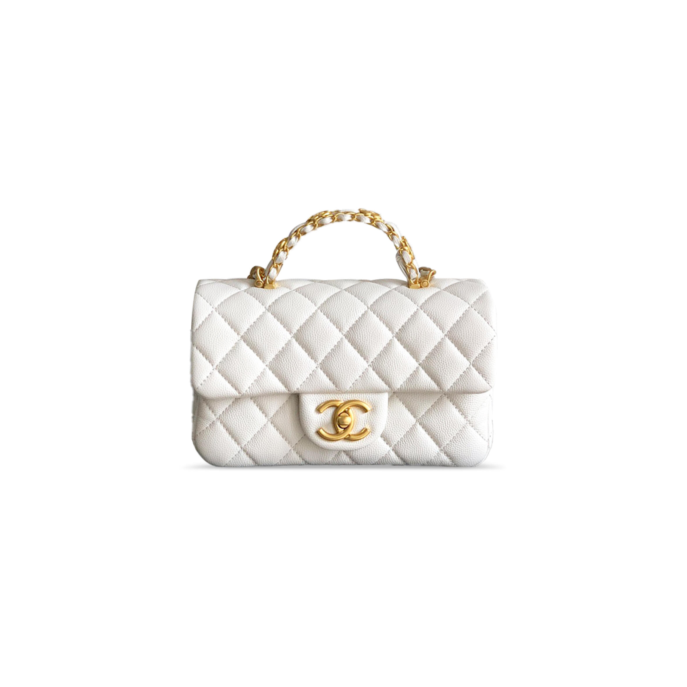 CHANEL MINI FLAP HANDLE CALFSKIN CAVIAR AS5701 (20*12*6cm）
